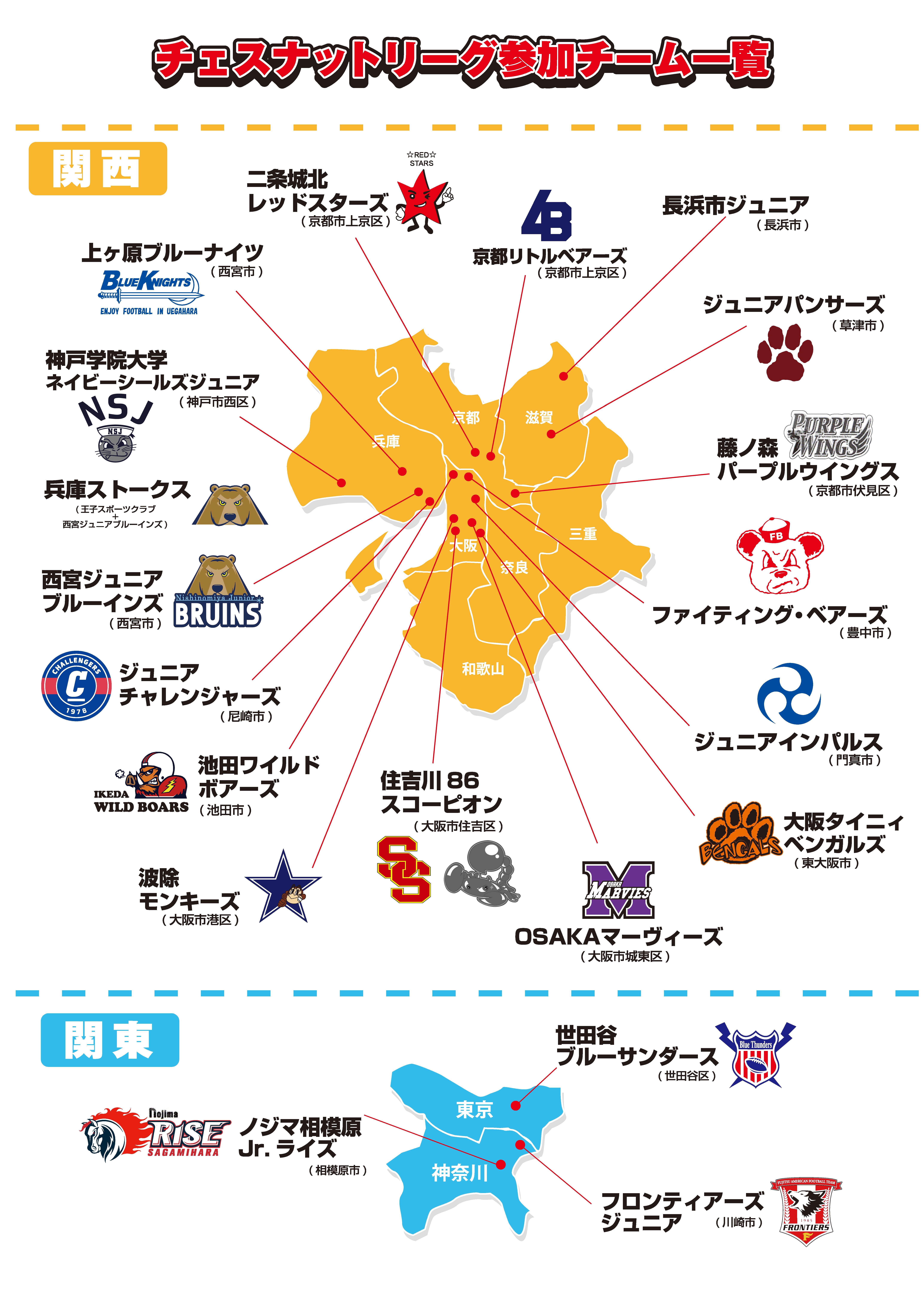チェスナットリーグ分布図